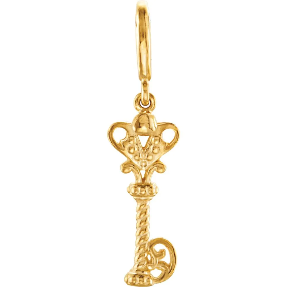 14k Yellow Gold Vintage-Style Key Charm