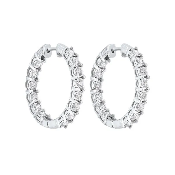 14KT White Gold & Diamond Classic Book Tru Reflection Fashion Earrings  - 1 ctw