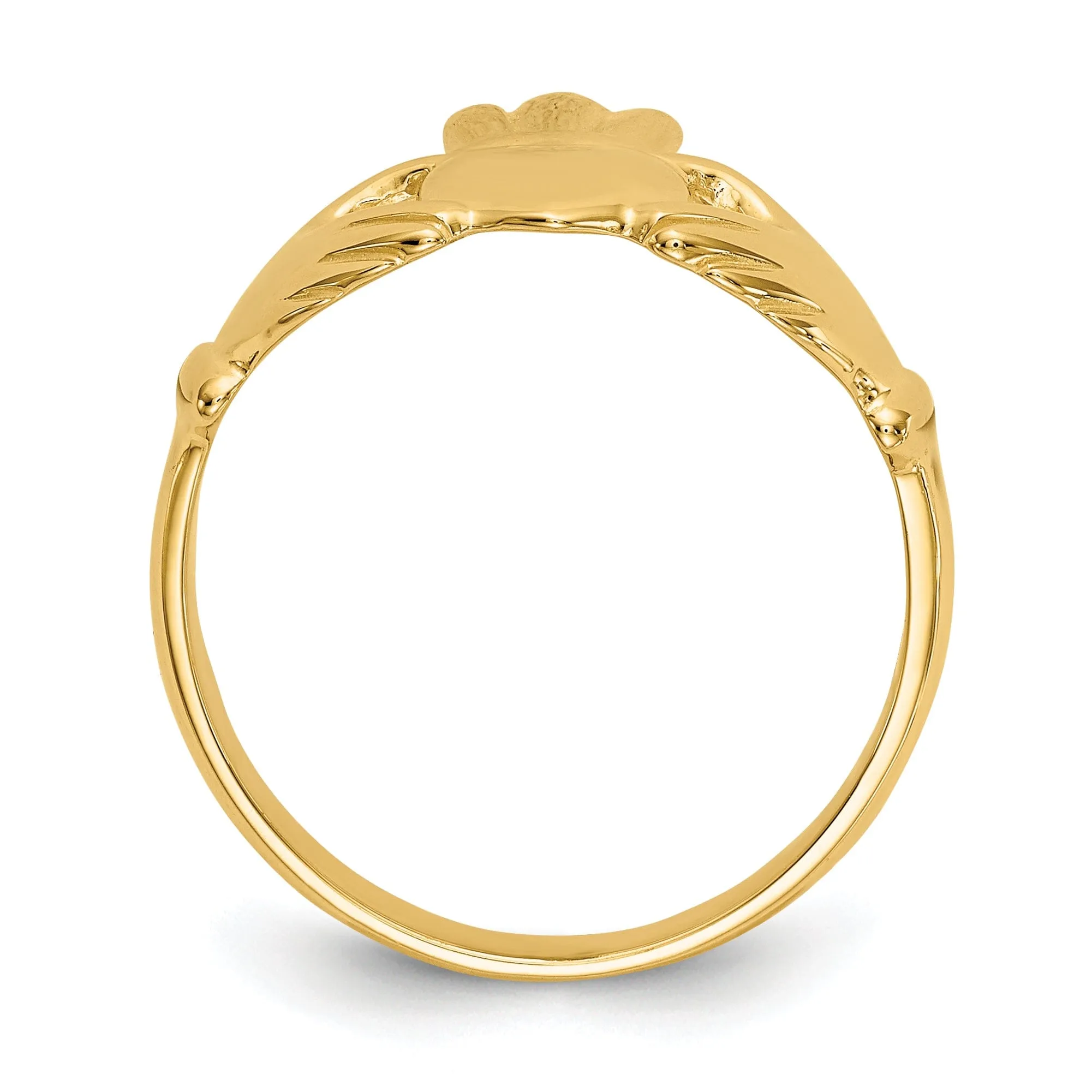 14kt yellow gold ladies claddagh ring