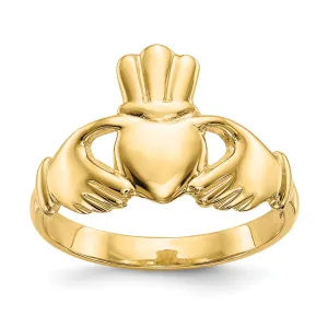 14kt yellow gold ladies claddagh ring