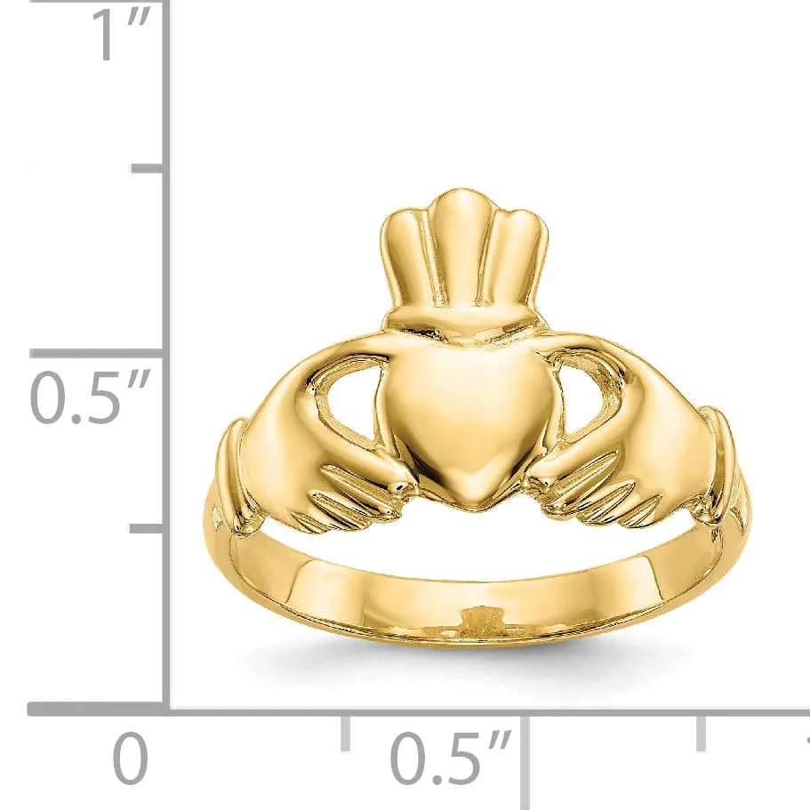 14kt yellow gold ladies claddagh ring