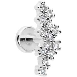 16 Gauge 1/4 Clear CZ Gem Texture Arc Internal Thread Labret Tragus