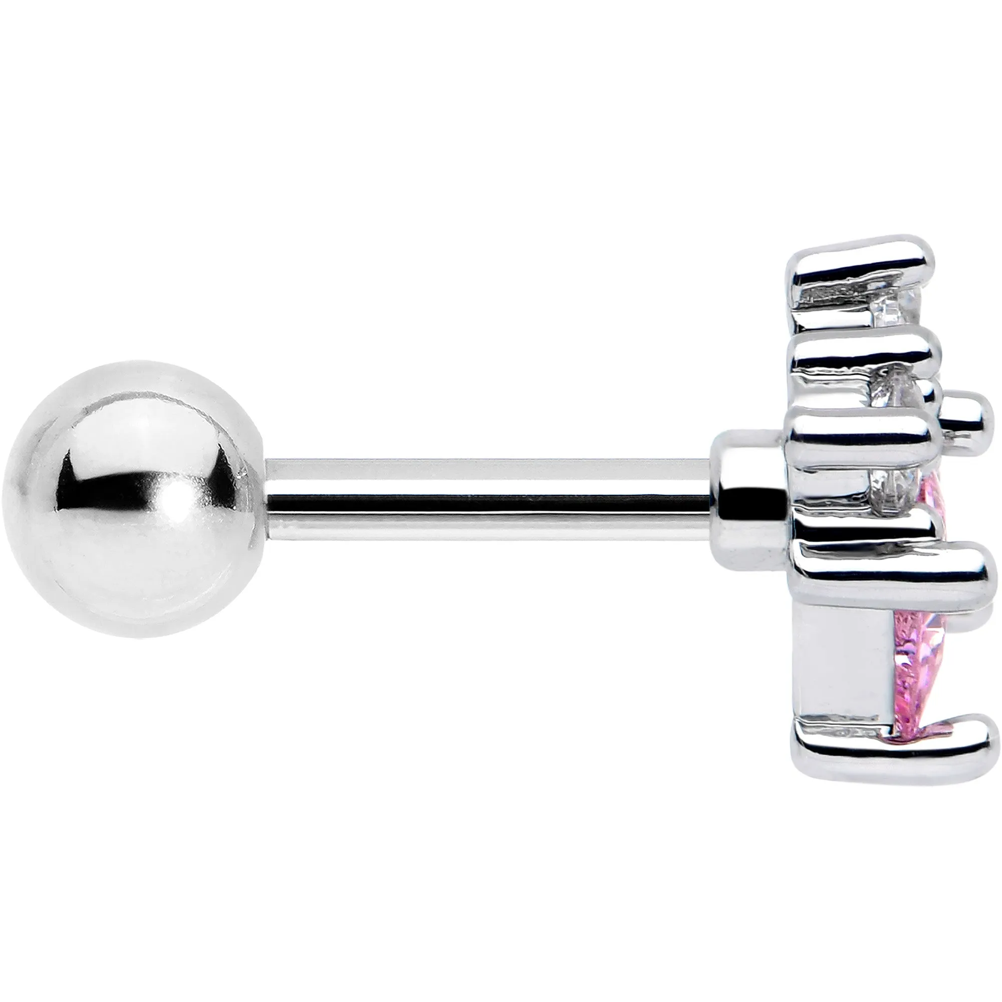 16 Gauge 1/4 Pink Clear CZ Gem Rhombus Riot Cartilage Tragus Earring