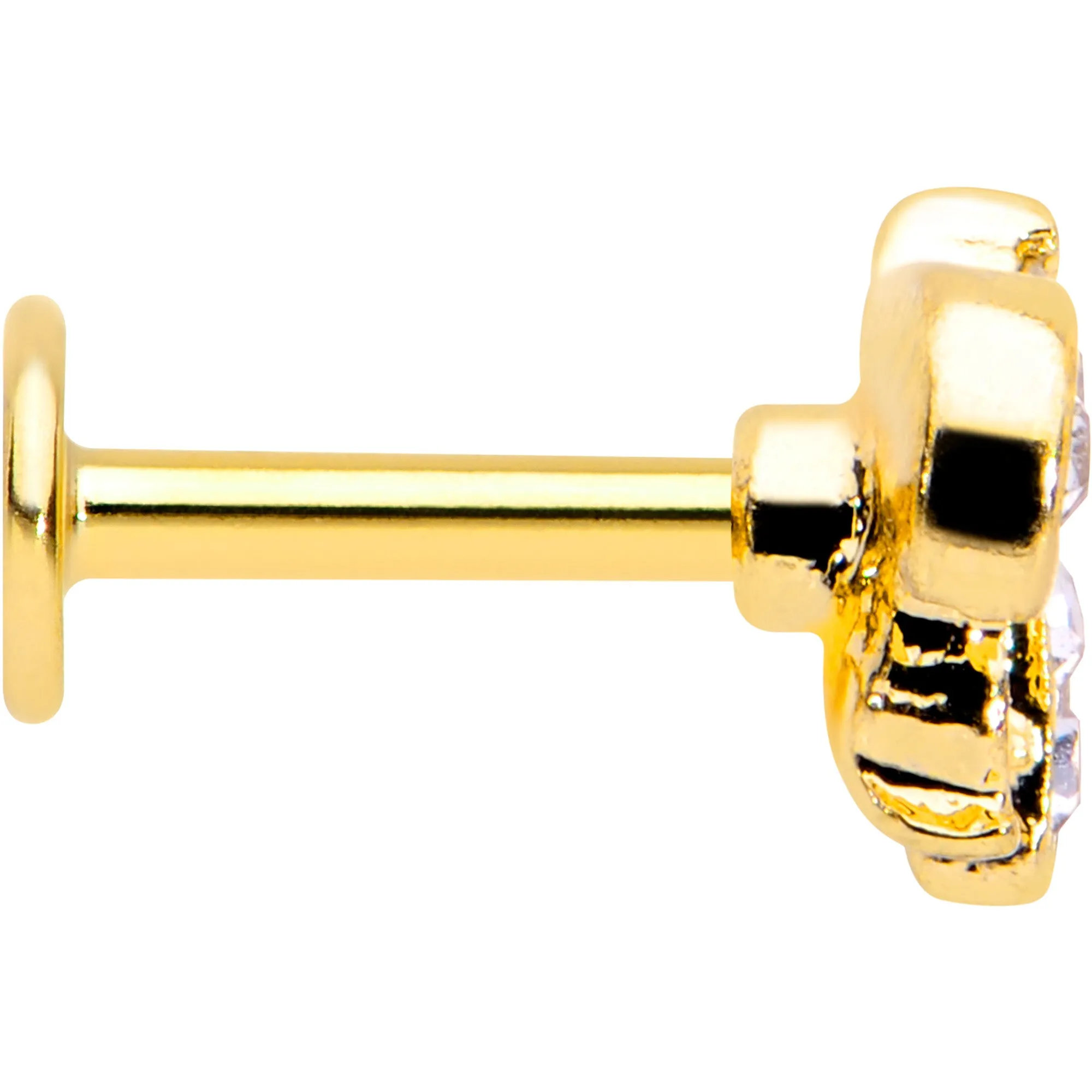16 Gauge 1/4 White Yellow Gem Gold Tone Fashion Winged Bug Labret