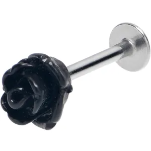 16 Gauge 3/8 Open Bloom Rose Black Labret Monroe Tragus