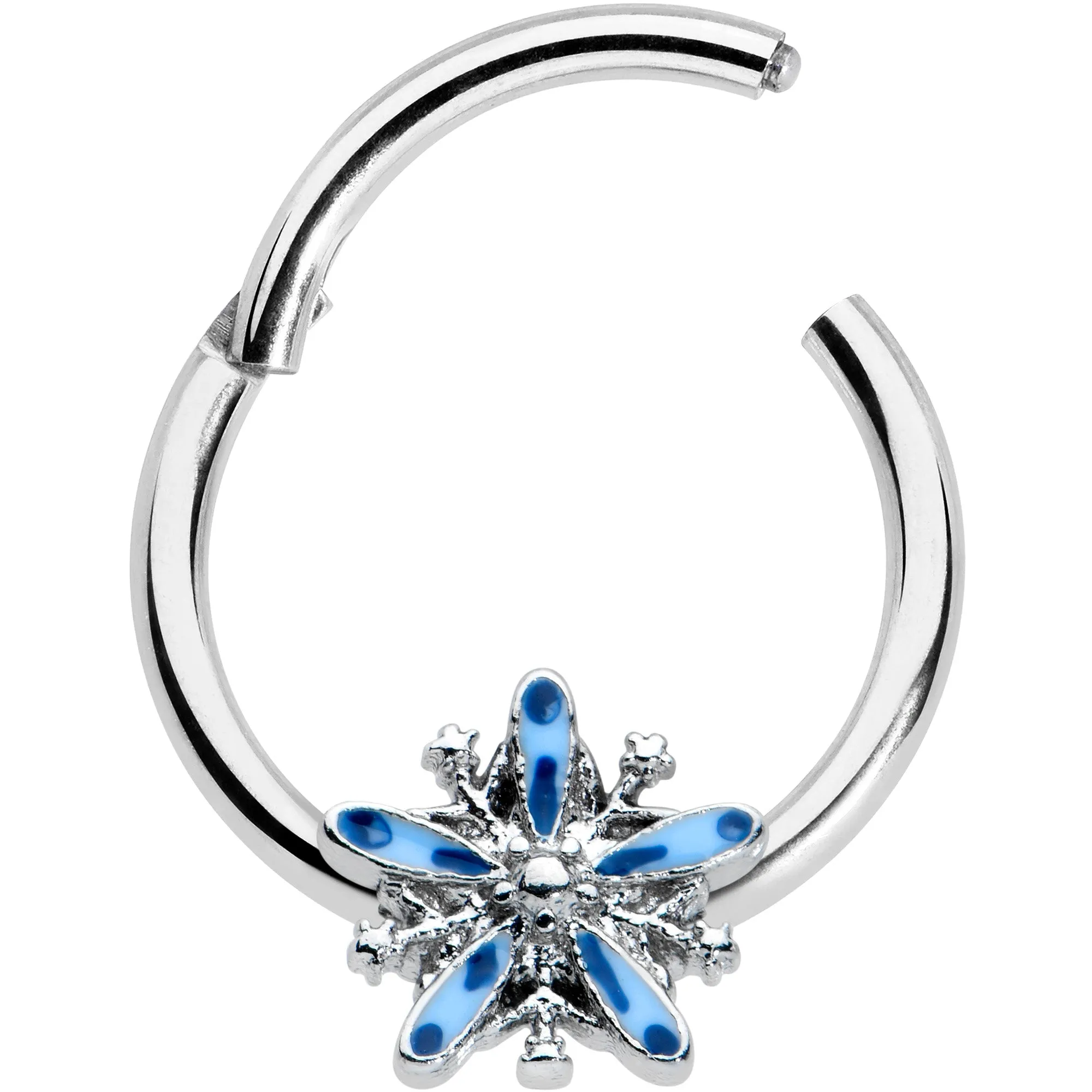 16 Gauge 3/8 Snowflake Blues Christmas Hinged Segment Ring