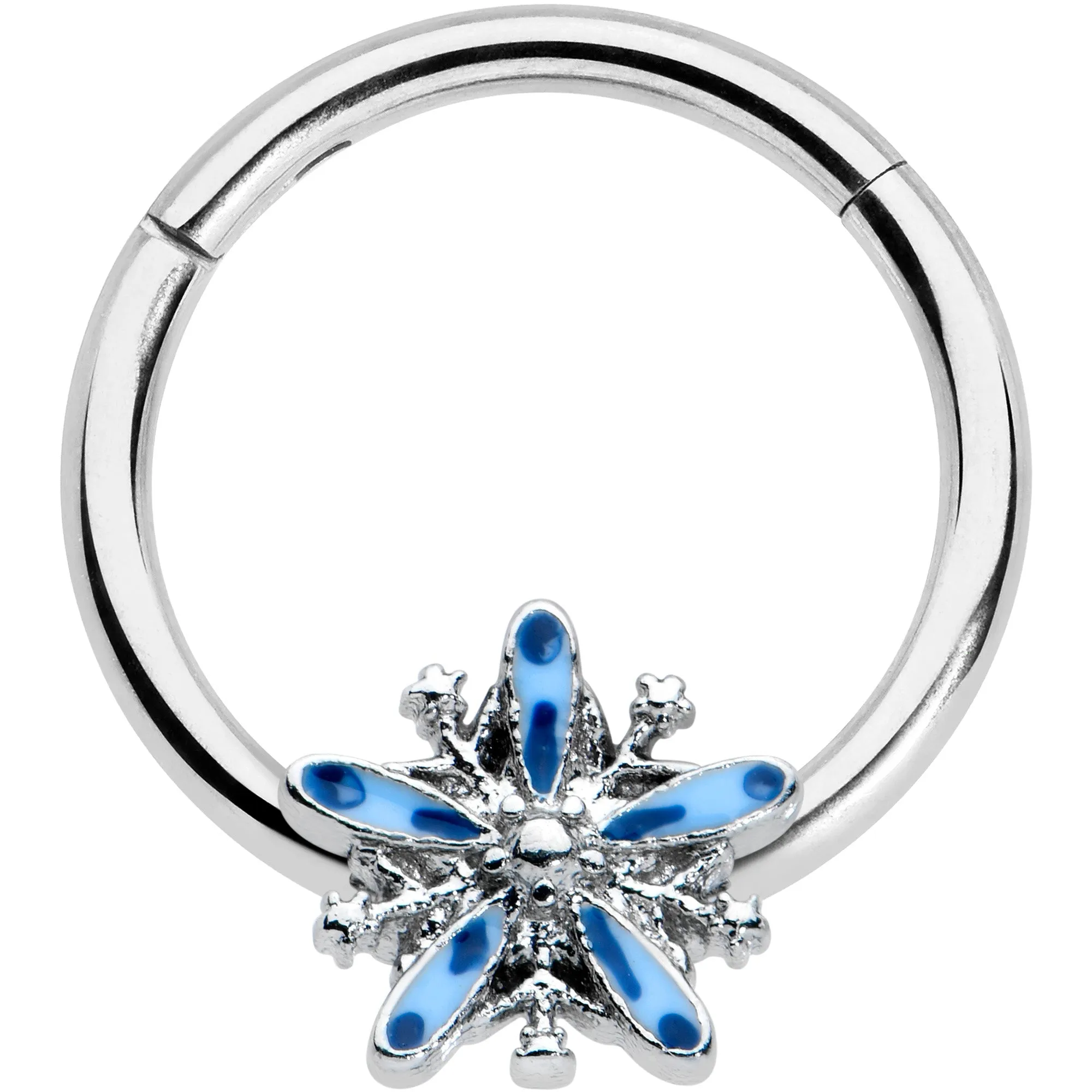 16 Gauge 3/8 Snowflake Blues Christmas Hinged Segment Ring