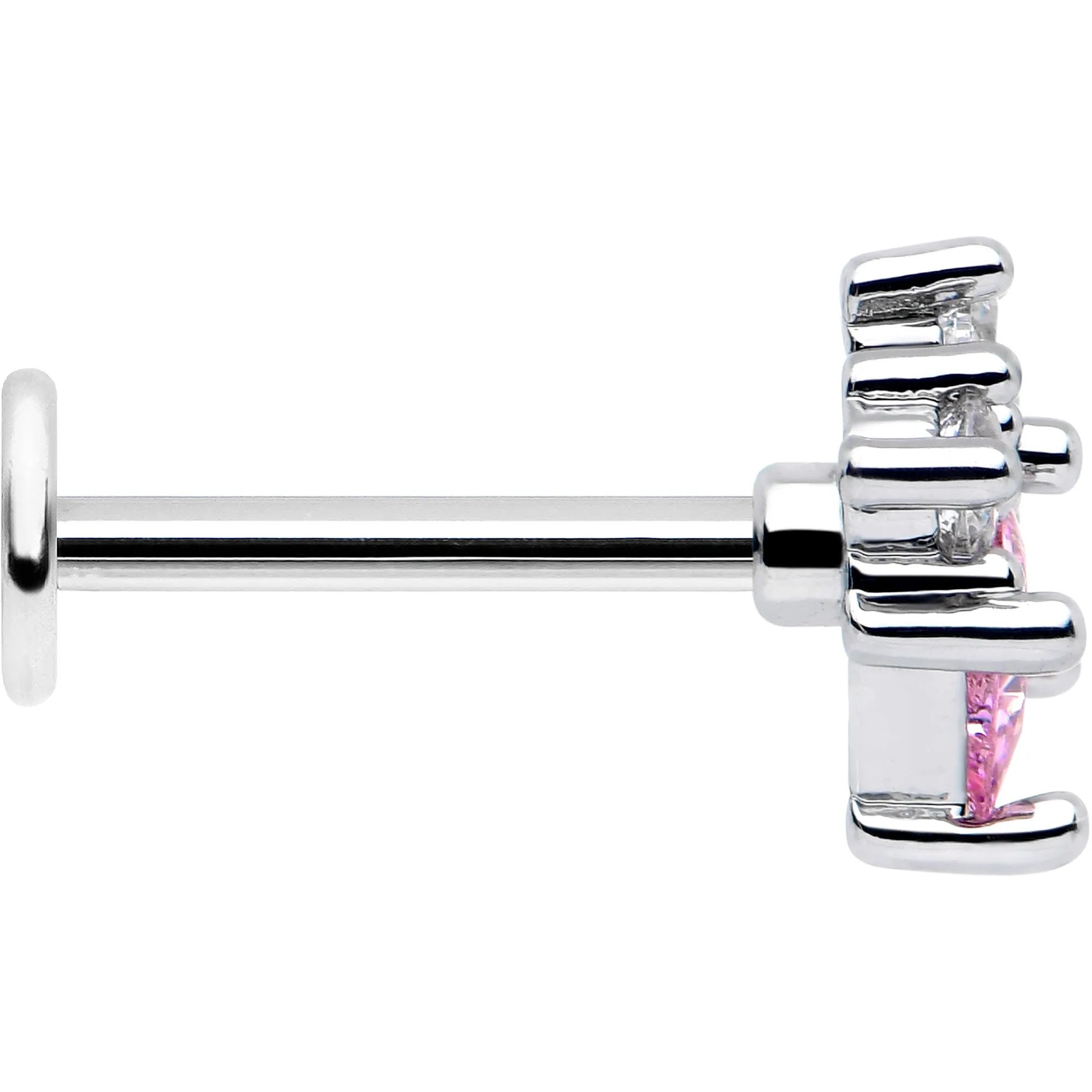16 Gauge 5/16 Pink Clear CZ Gem Rhombus Riot Labret Monroe Tragus