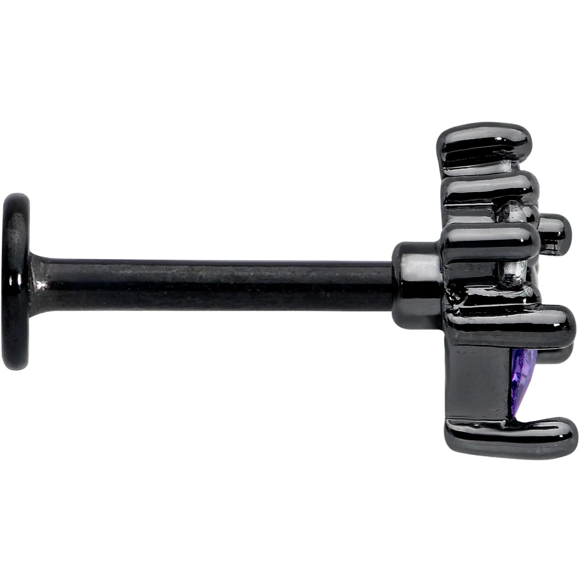 16 Gauge 5/16 Purple CZ Gem Black Rhombus Riot Labret Monroe Tragus