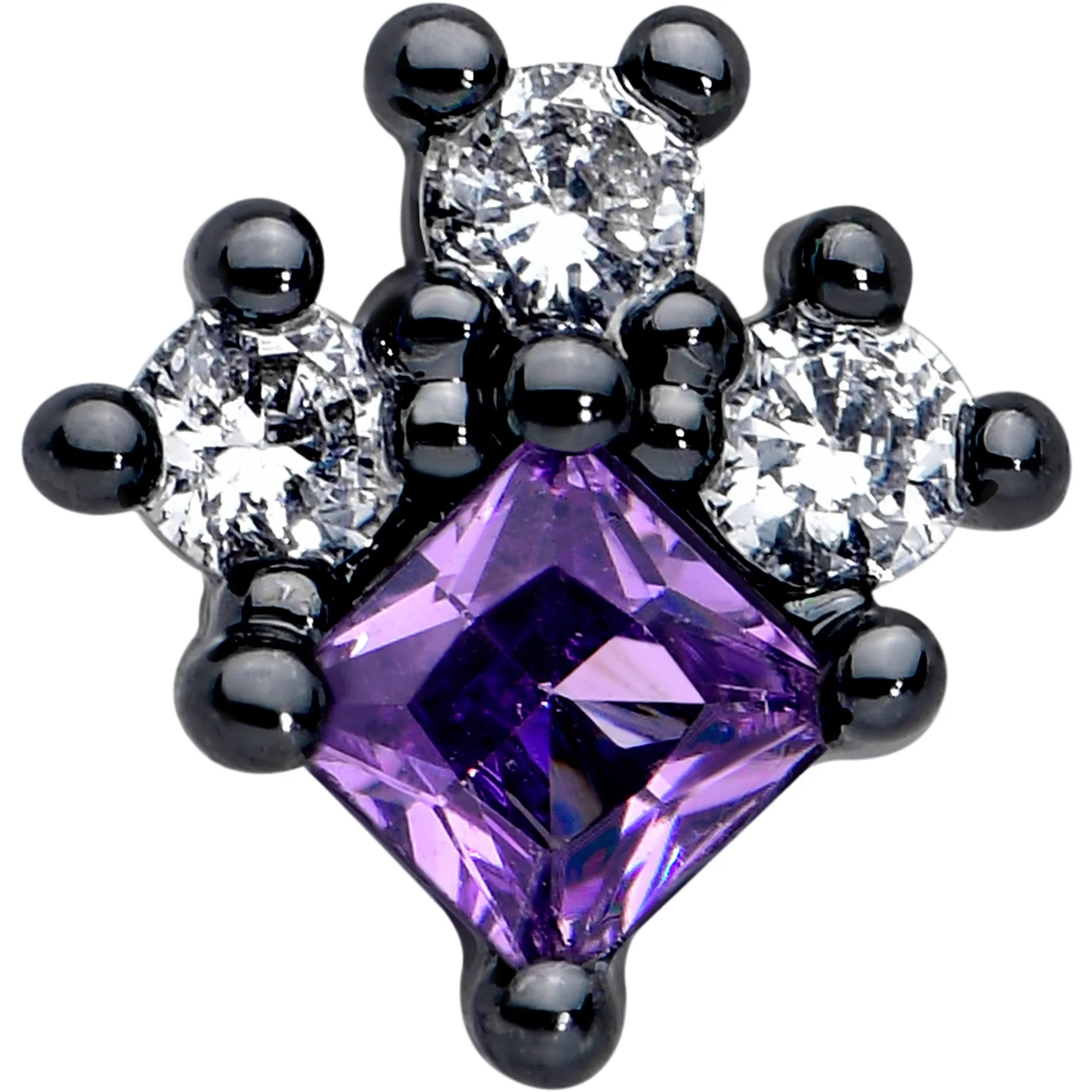 16 Gauge 5/16 Purple CZ Gem Black Rhombus Riot Labret Monroe Tragus