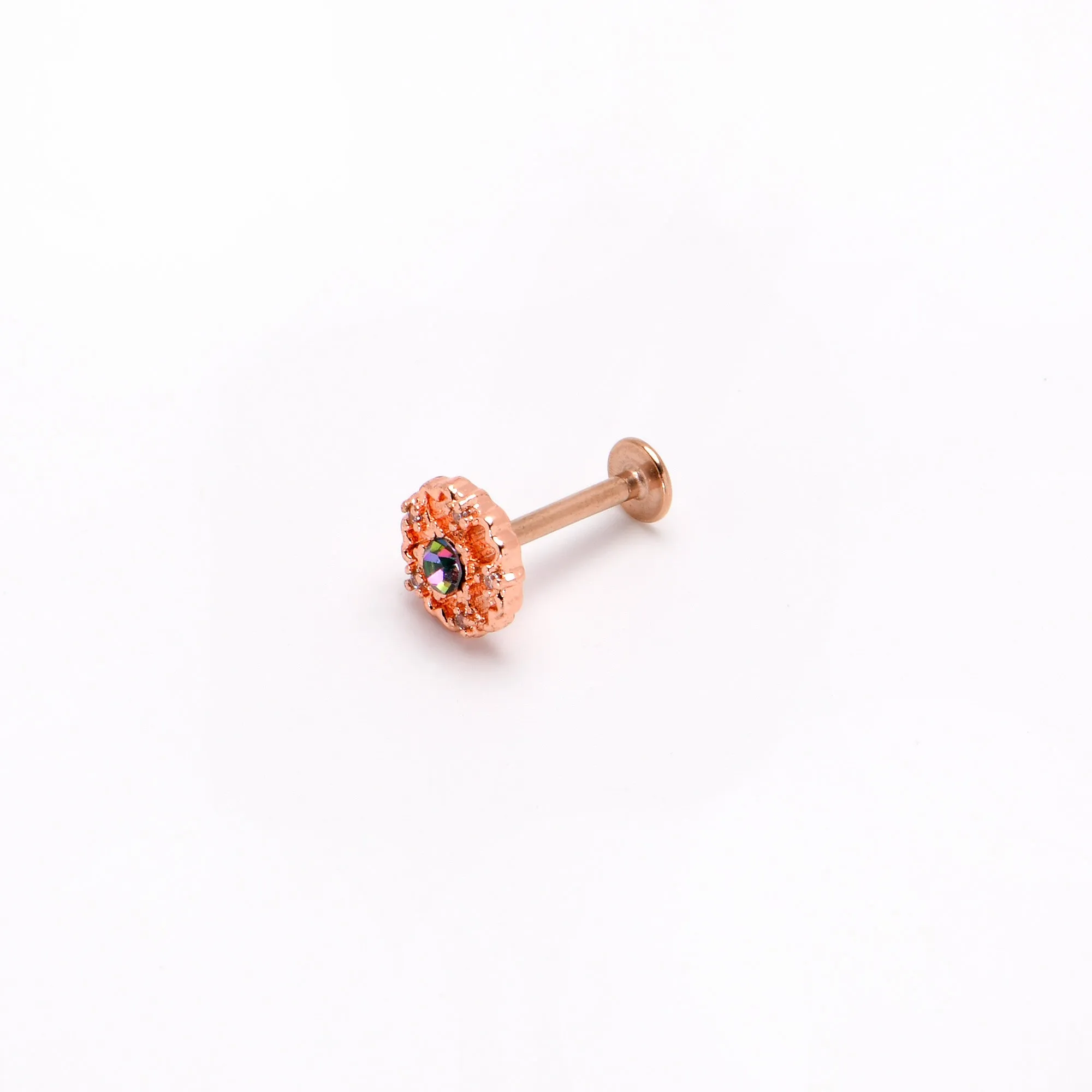 16 Gauge 5/16 Purple Tourmaline Rosy Tone Flower Labret Monroe Tragus