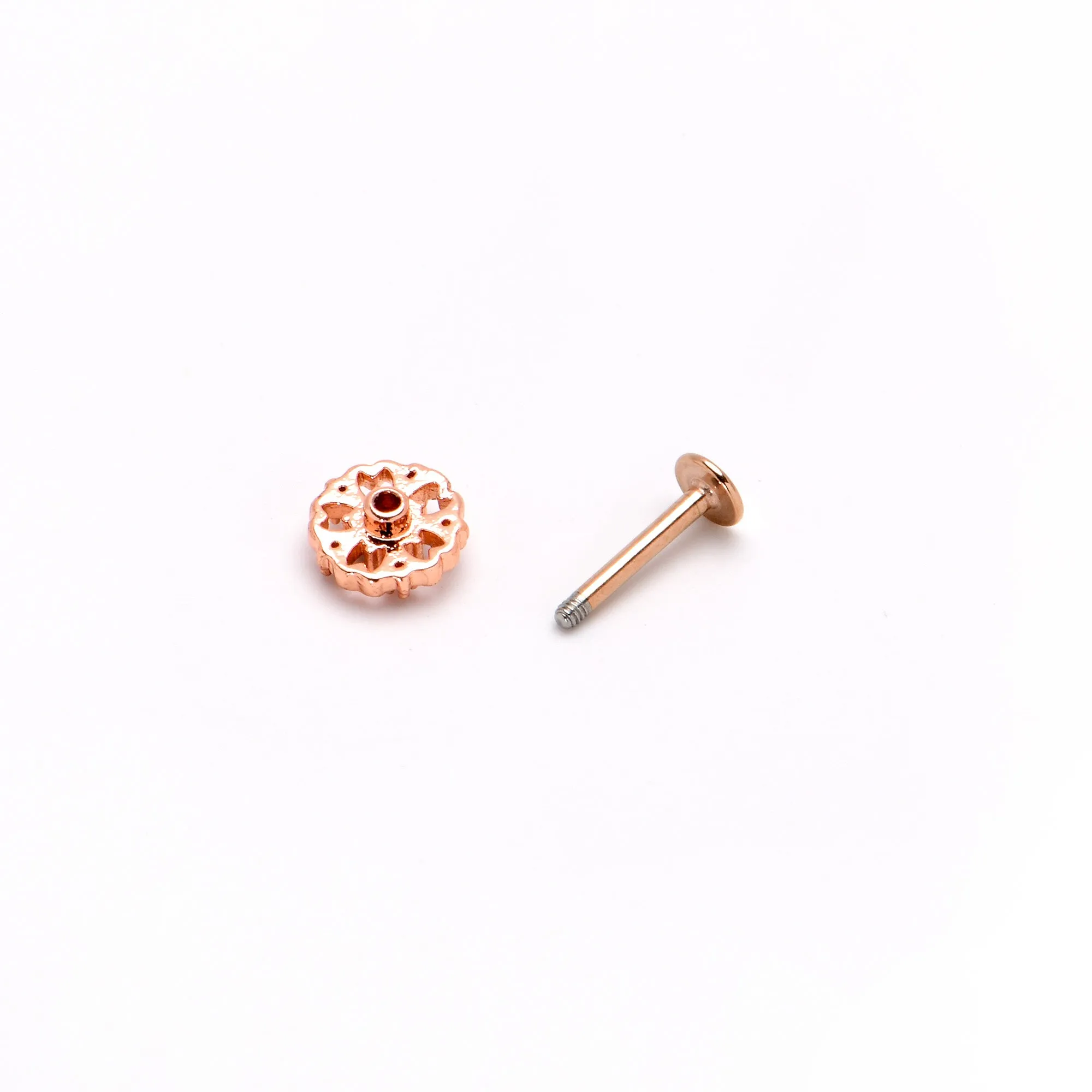 16 Gauge 5/16 Purple Tourmaline Rosy Tone Flower Labret Monroe Tragus