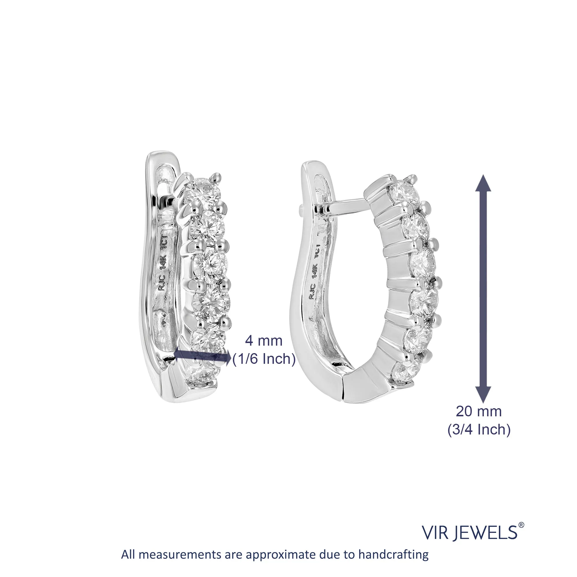1.60 cttw Diamond Hoop Earrings in 14K Gold
