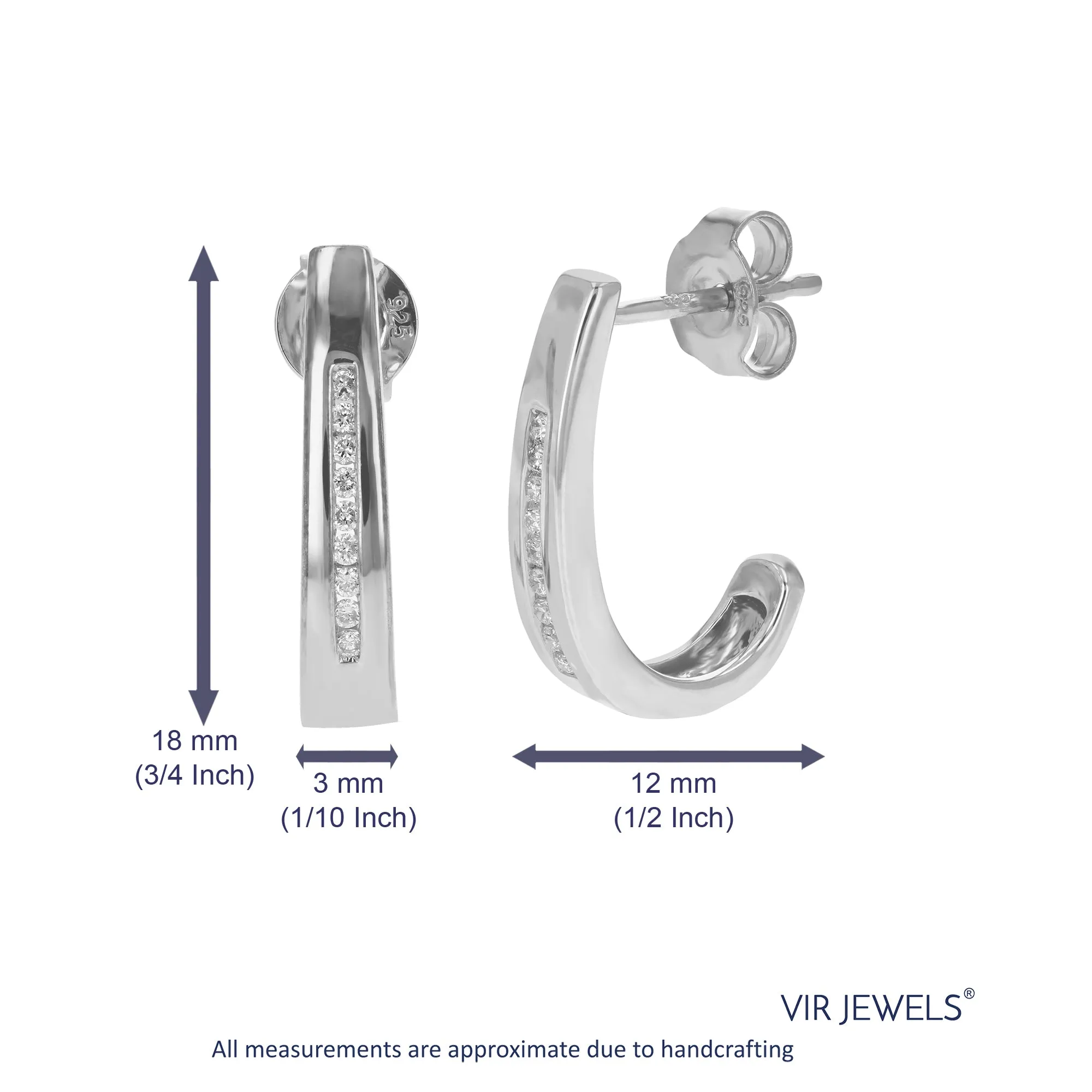 1/8 cttw Lab Grown Diamond Dangle Earrings in Sterling Silver