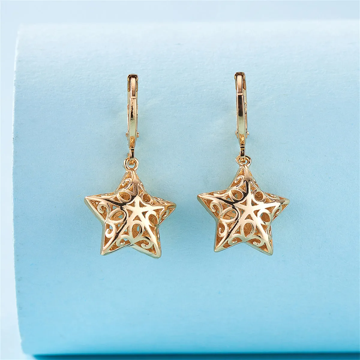 18K Gold-Plated Filigree Star Huggie Earrings