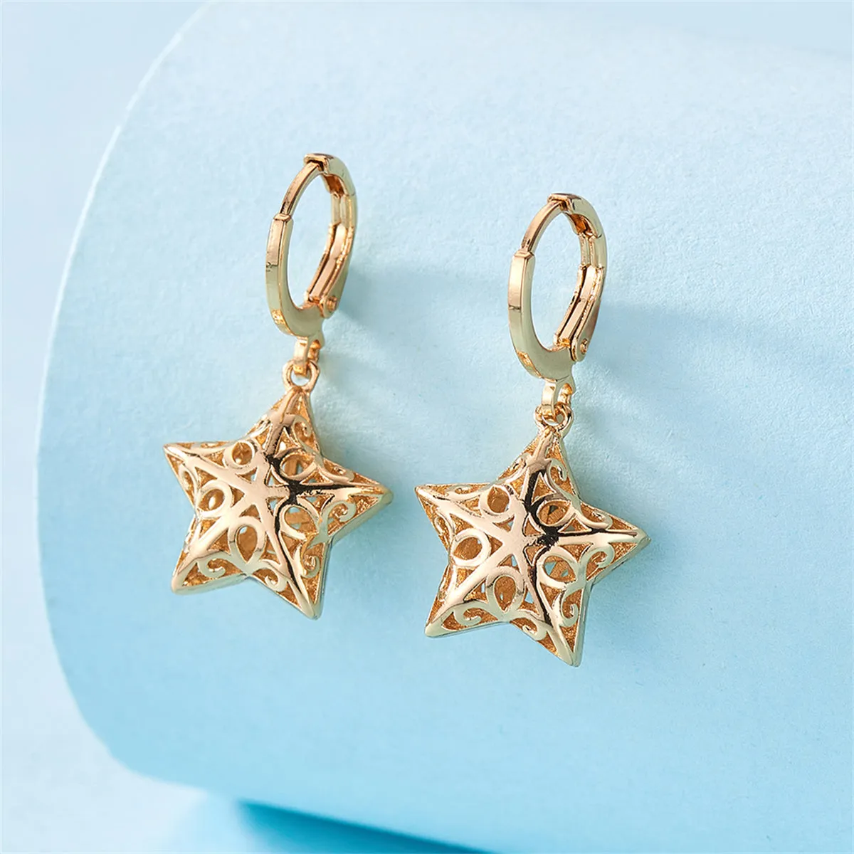 18K Gold-Plated Filigree Star Huggie Earrings