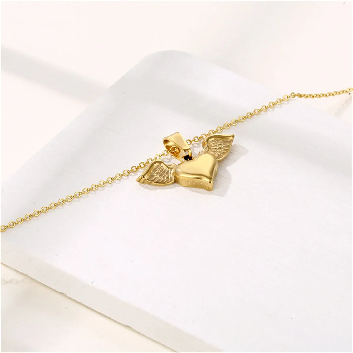 18K Gold-Plated Heart & Wings Pendant Necklace