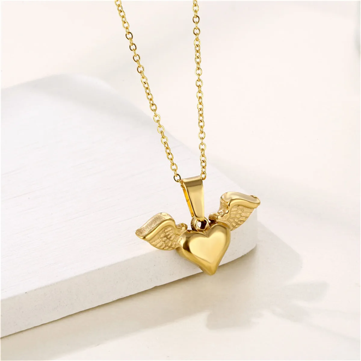 18K Gold-Plated Heart & Wings Pendant Necklace