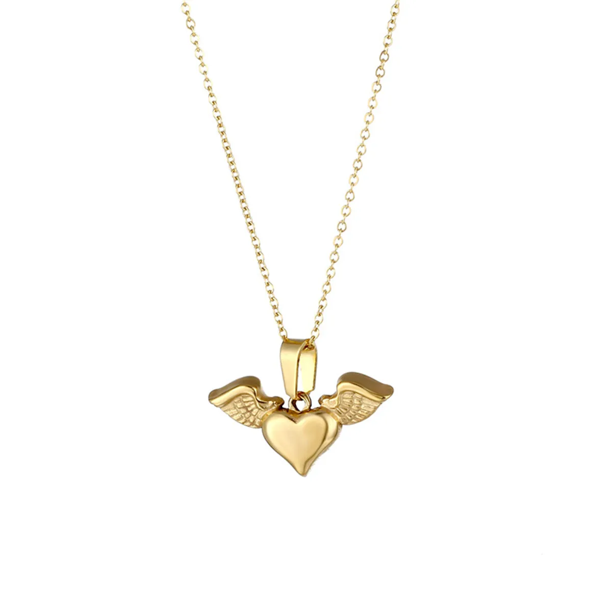 18K Gold-Plated Heart & Wings Pendant Necklace