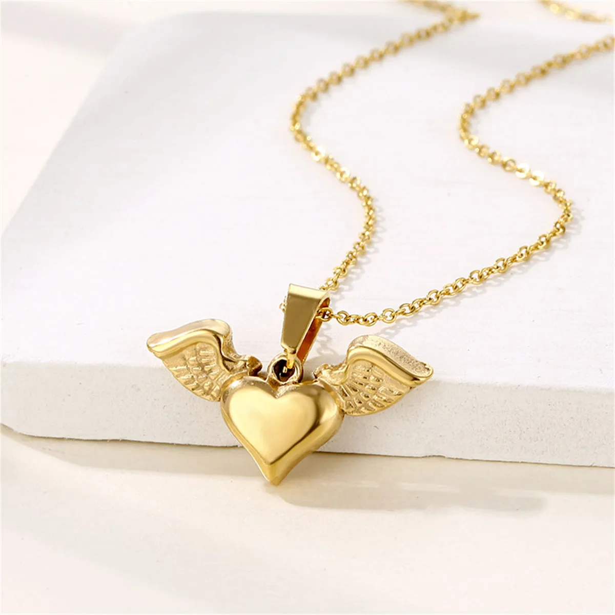 18K Gold-Plated Heart & Wings Pendant Necklace