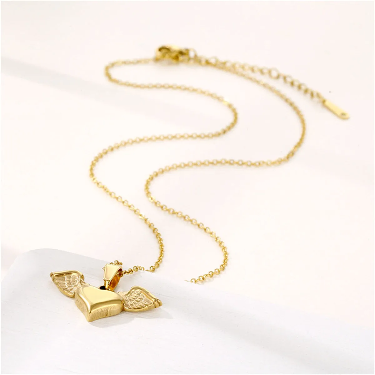 18K Gold-Plated Heart & Wings Pendant Necklace