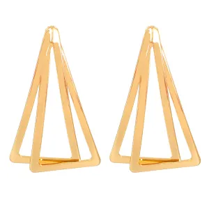 18K Gold-Plated Interlocked Open Triangle Drop Earrings