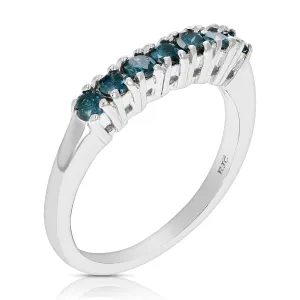 3/8 cttw Blue Diamond Engagement Ring in Sterling Silver