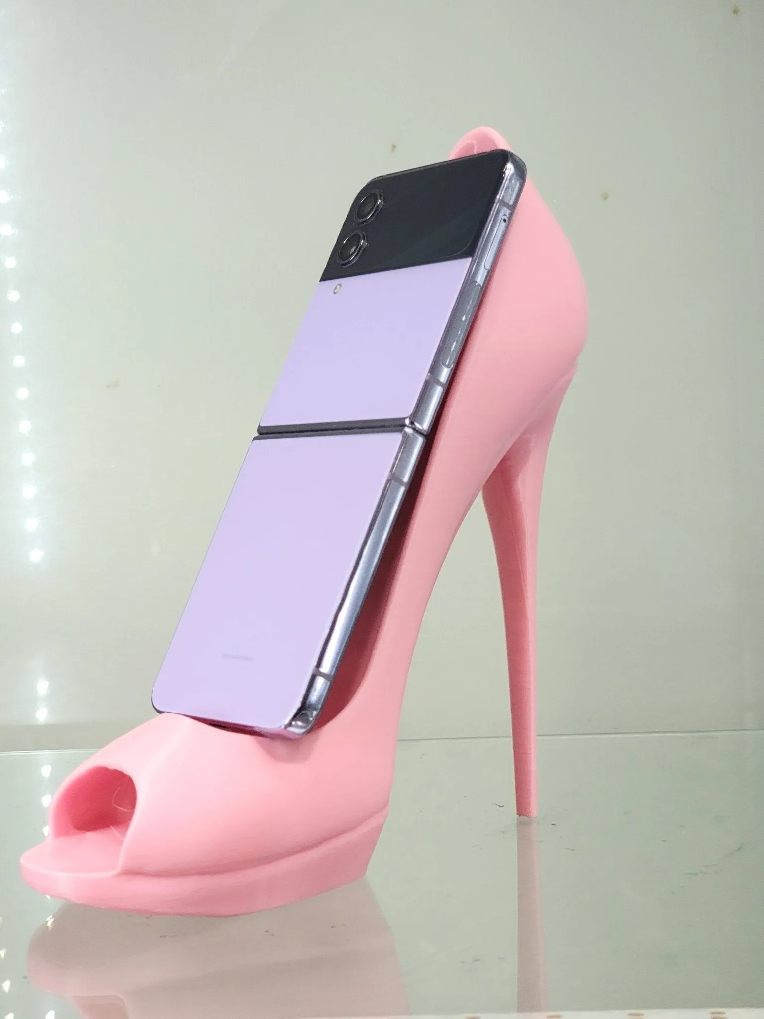 3D Printed Pink High Heel Phone Holder - Glam Desk Decor