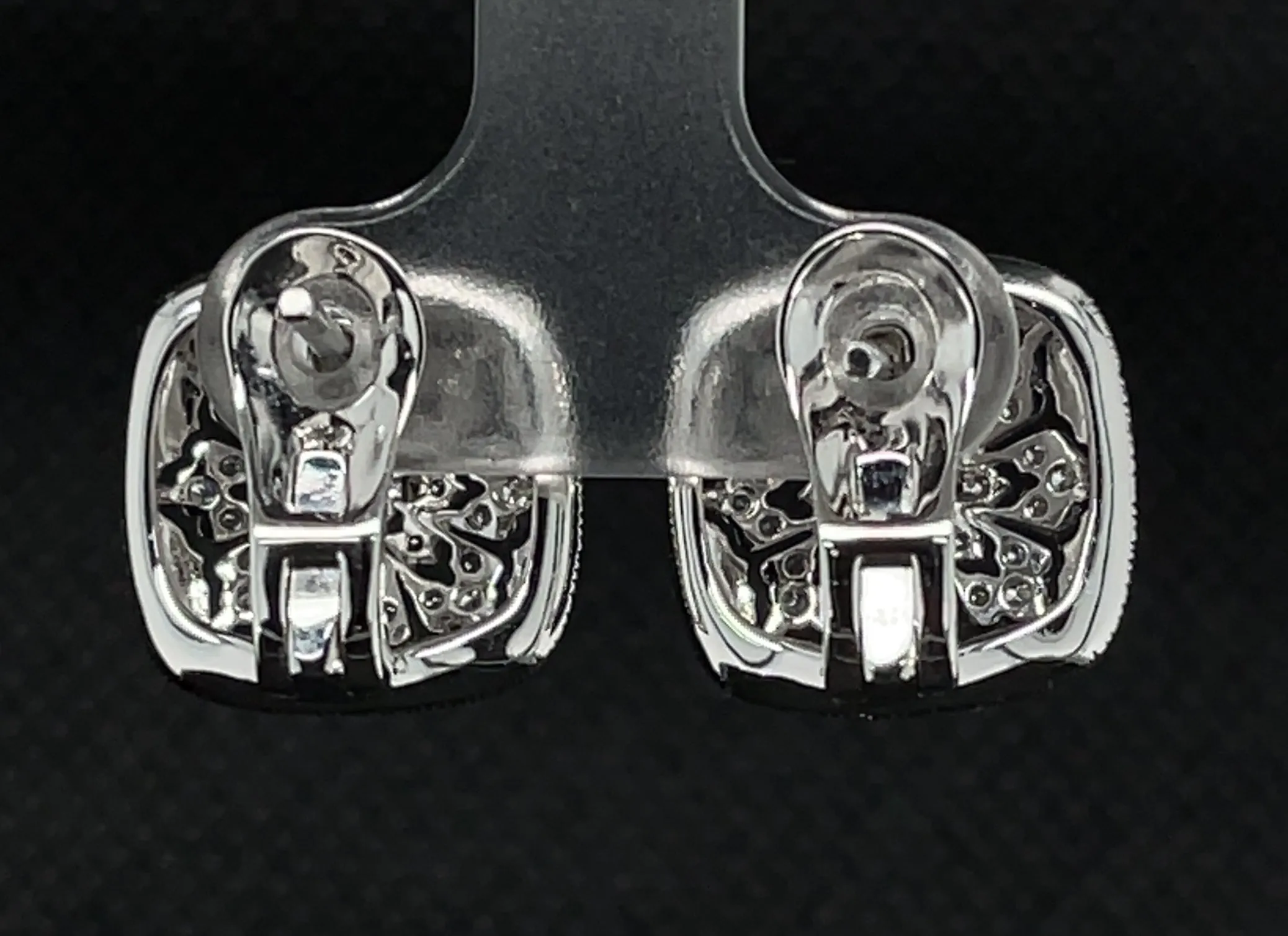 .46 Carat Total Diamond, Florentine, White Gold French Clip Square Earrings