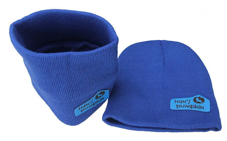 6 Colors Children Hedging Cap   Scarf Suit Leather Standard Solid Color Candy-Colored Wool Hats sboy Caps Baby Hat