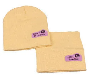6 Colors Children Hedging Cap   Scarf Suit Leather Standard Solid Color Candy-Colored Wool Hats sboy Caps Baby Hat