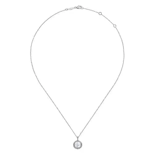 925 Sterling Silver Rock Crystal and White Mother of Pearl Pendant Necklace