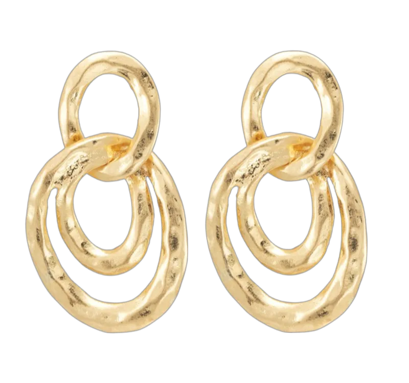 Abstract Layered Oval Earrings - Gold