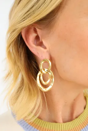Abstract Layered Oval Earrings - Gold