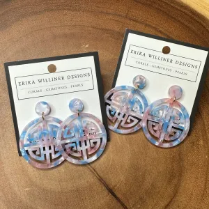 Acetate Asian-Inspired Longevity Circle Earrings 230-3 | Erika Williner Designs