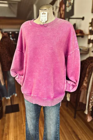 Acid Wash Fleece Hi-Low Pullover