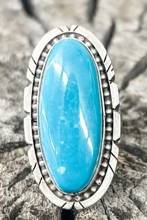 Adjustable Large Oval Turquoise Ring