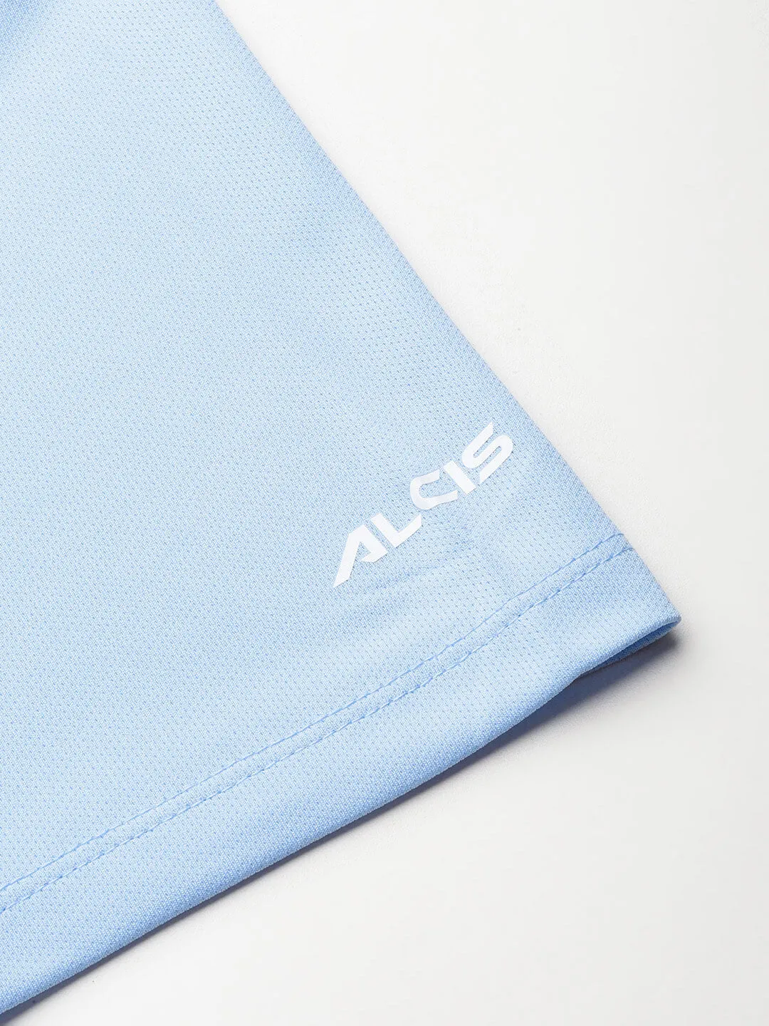 Alcis Men Blue Typography Printed Anti Static Slim Fit Sports T-shirt