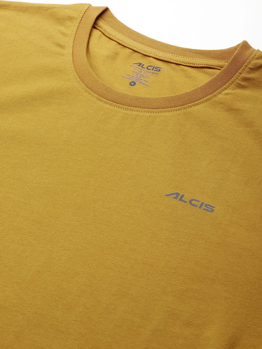 Alcis Men Mustrad Yellow Printed Sports T-shirt