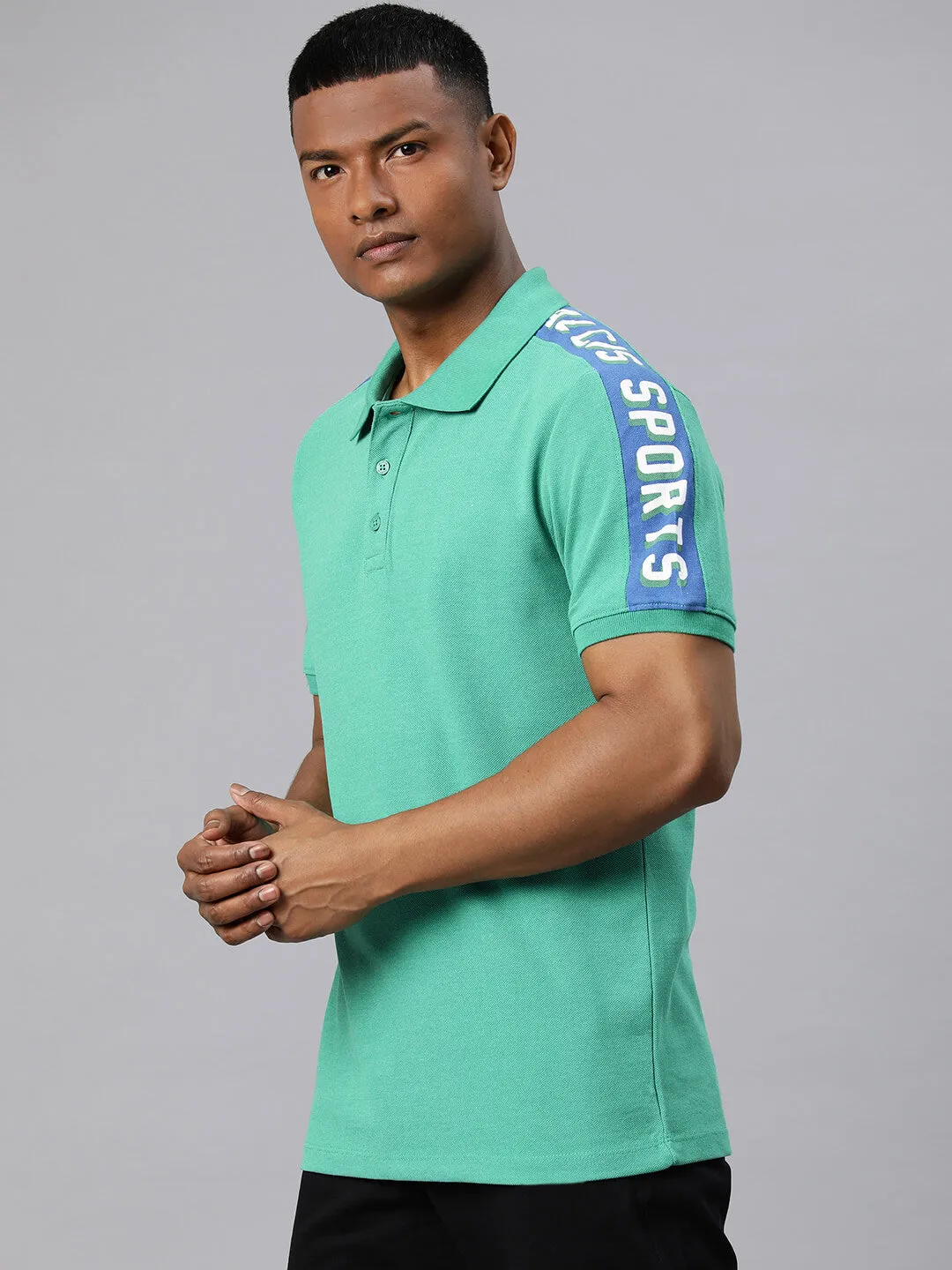 Alcis Men Typography Printed Polo Collar Sports T-shirt