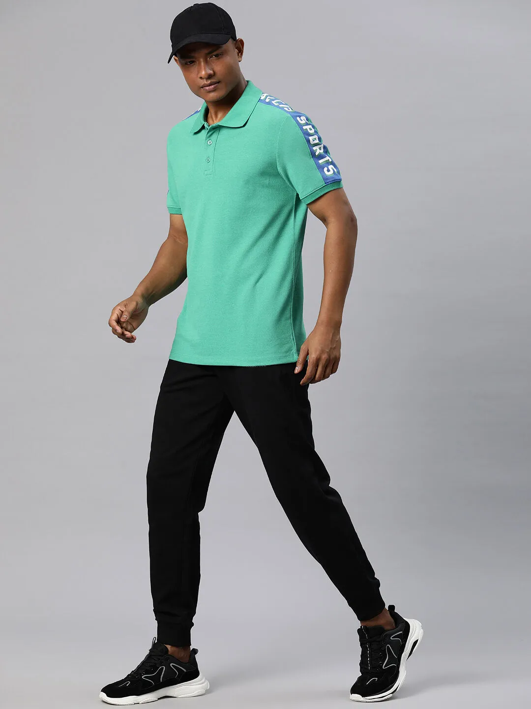 Alcis Men Typography Printed Polo Collar Sports T-shirt
