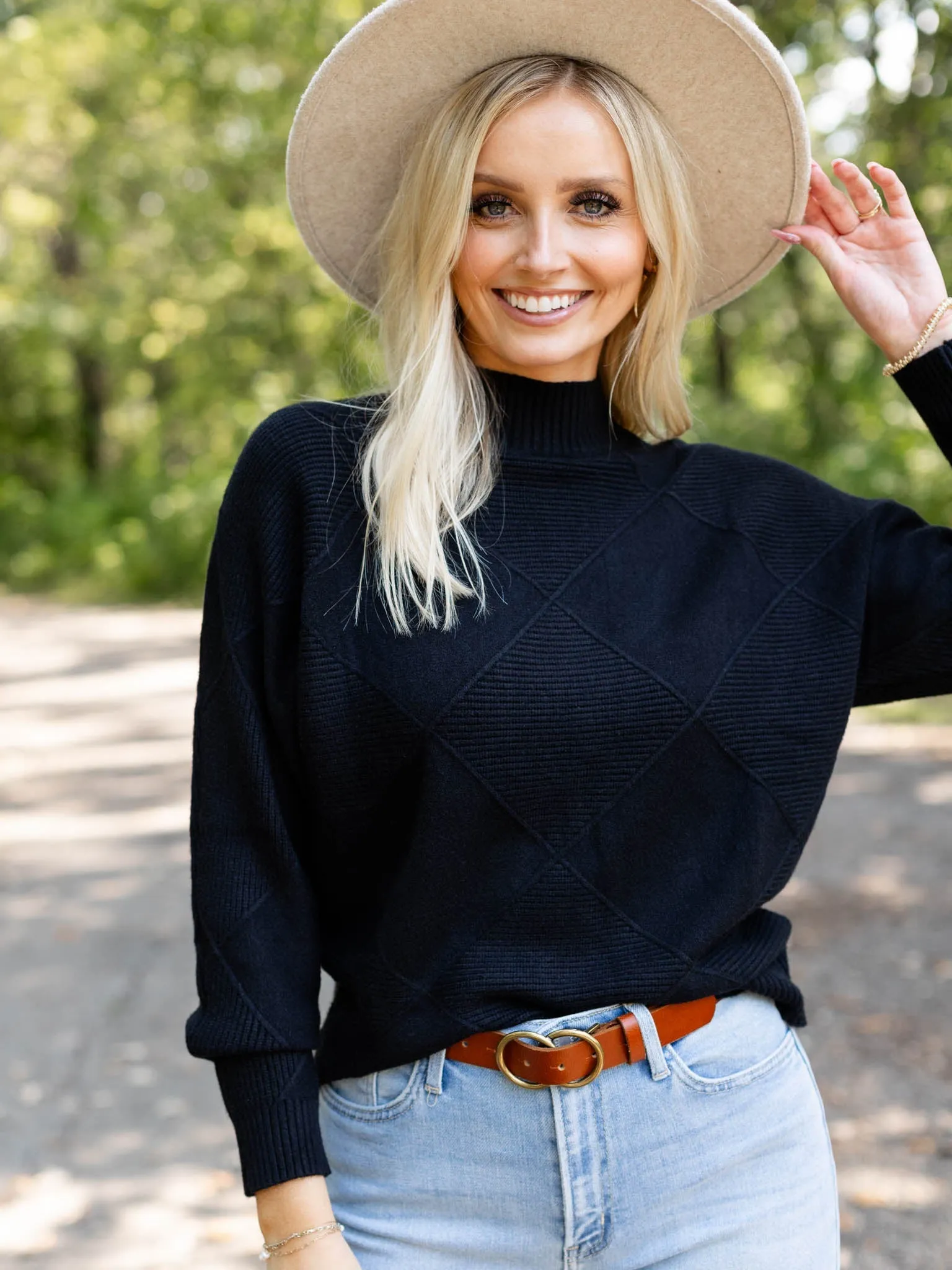 Allie Rose Soft Long Sleeve Mock Neck Sweater