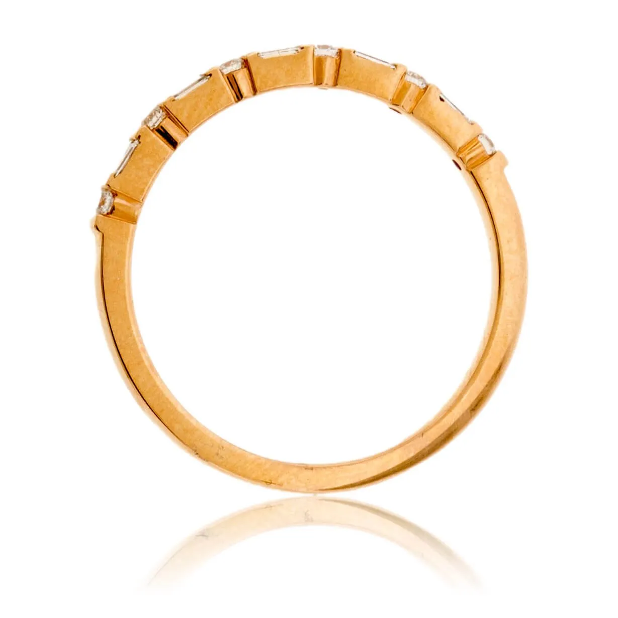 Alternating Baguette and Round Diamond Band