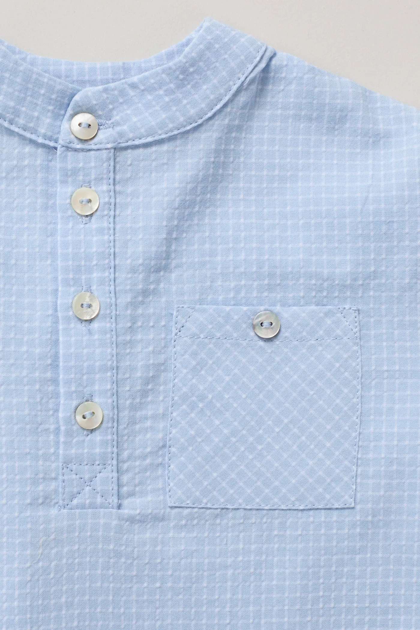 Apple Shirt - White-Blue Check