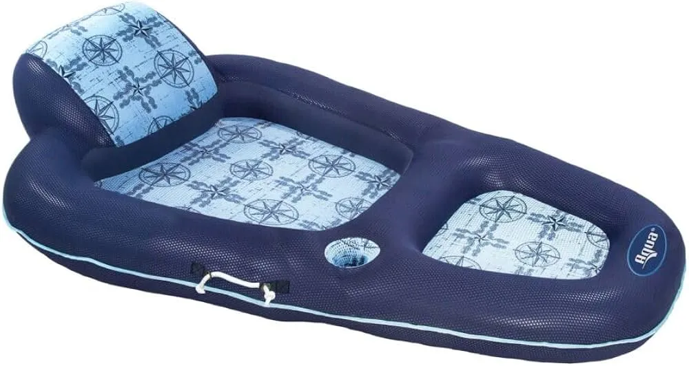 Aqua Luxury Inflatable Pool Floats for Adults with Headrest, Backrest, Footrest and Cup Holders