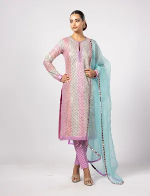 Aqua multicolor straight kurta set