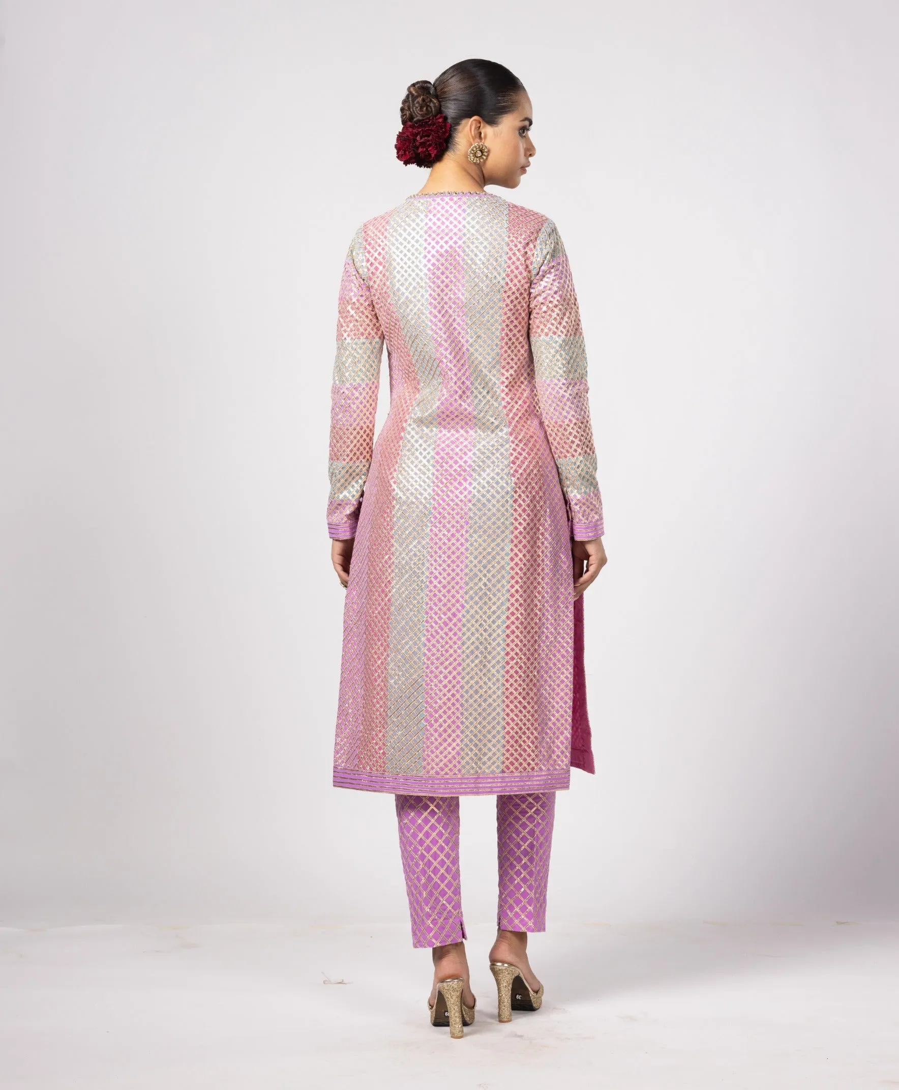 Aqua multicolor straight kurta set
