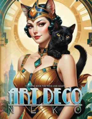 Art Deco Neko Coloring Book For Teens And Adults: 70 Bold And Dreamy Art Deco Fashion Illustrations of Cats and Cat People To Color