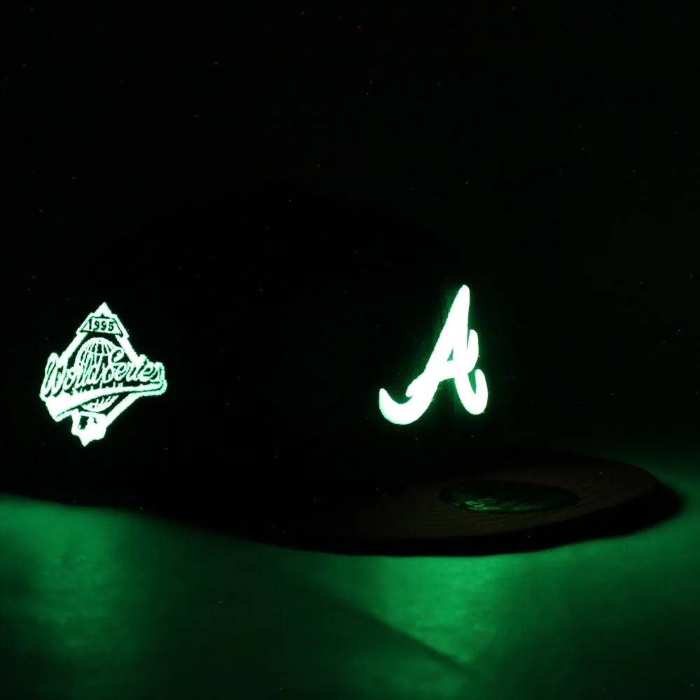 Atlanta Braves 1995 World Series New Era 59Fifty Fitted Hat (Glow in the Dark Logo Floral Under Brim)
