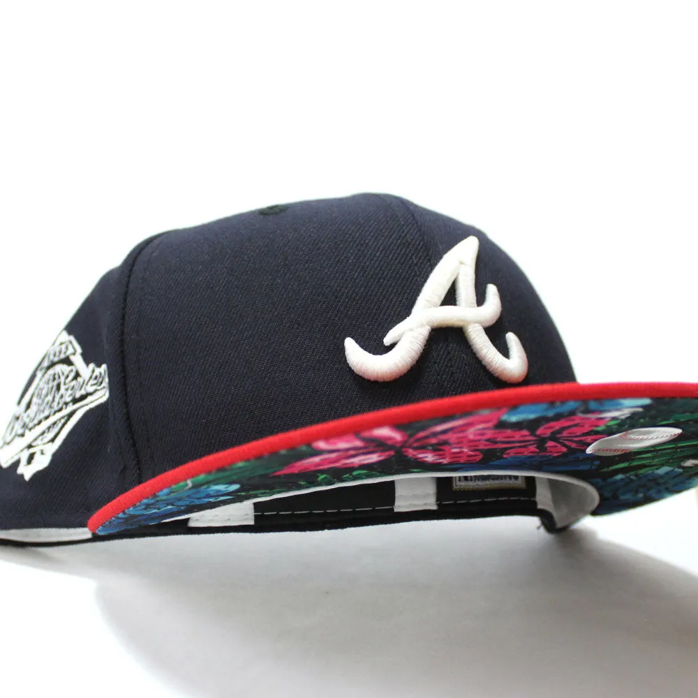 Atlanta Braves 1995 World Series New Era 59Fifty Fitted Hat (Glow in the Dark Logo Floral Under Brim)